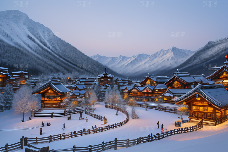 中国雪乡冰封世界的美丽风景
