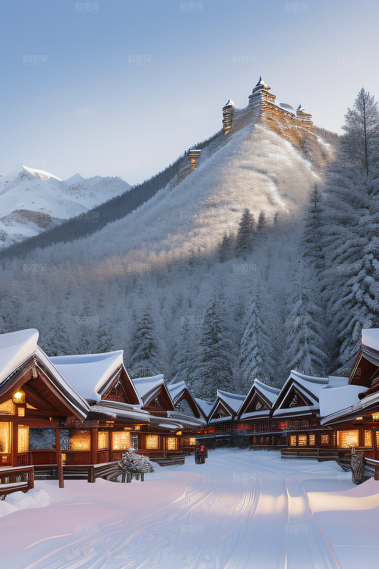 中国雪乡冰封世界的美丽风景