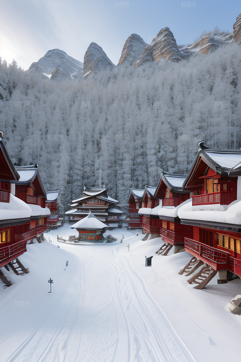 中国雪乡冰封世界的美丽风景