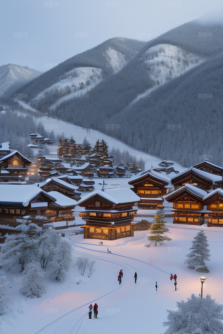 中国雪乡冰封世界的美丽风景