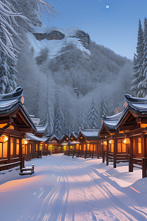 中国雪乡冰封世界的美丽风景