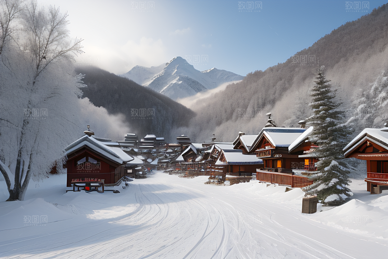 中国雪乡冰封世界的美丽风景