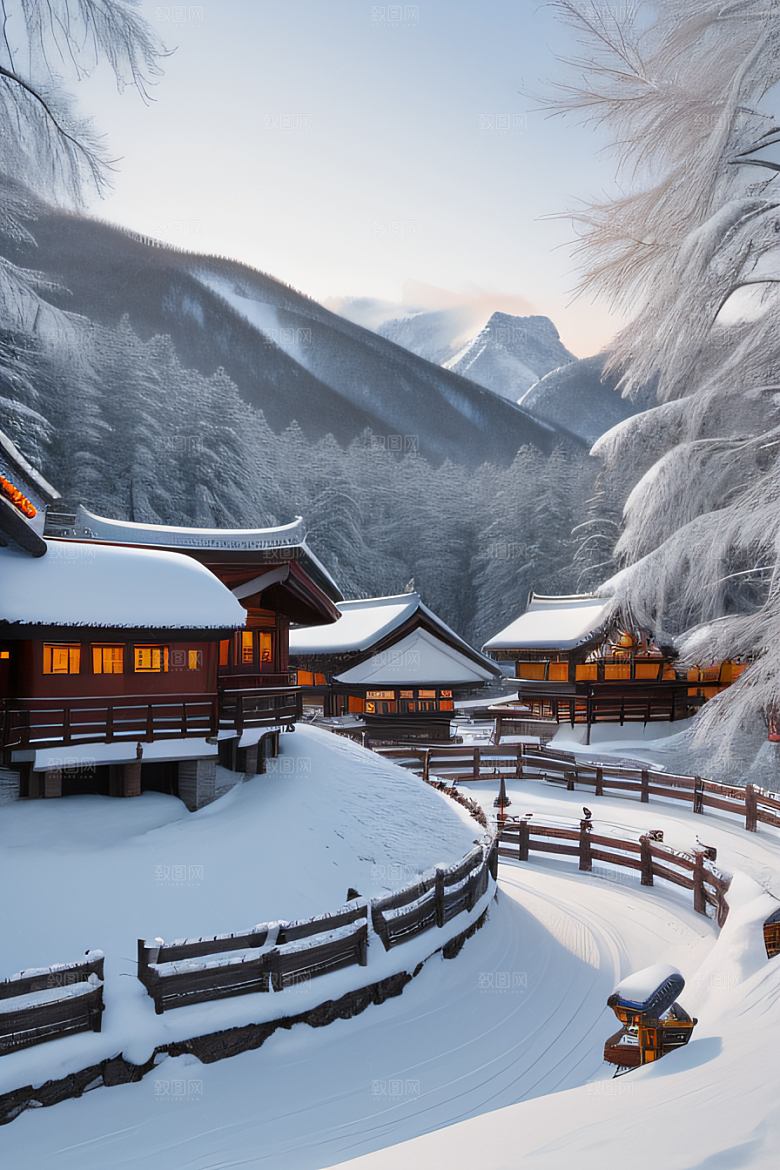 中国雪乡白雪皑皑的童话村庄
