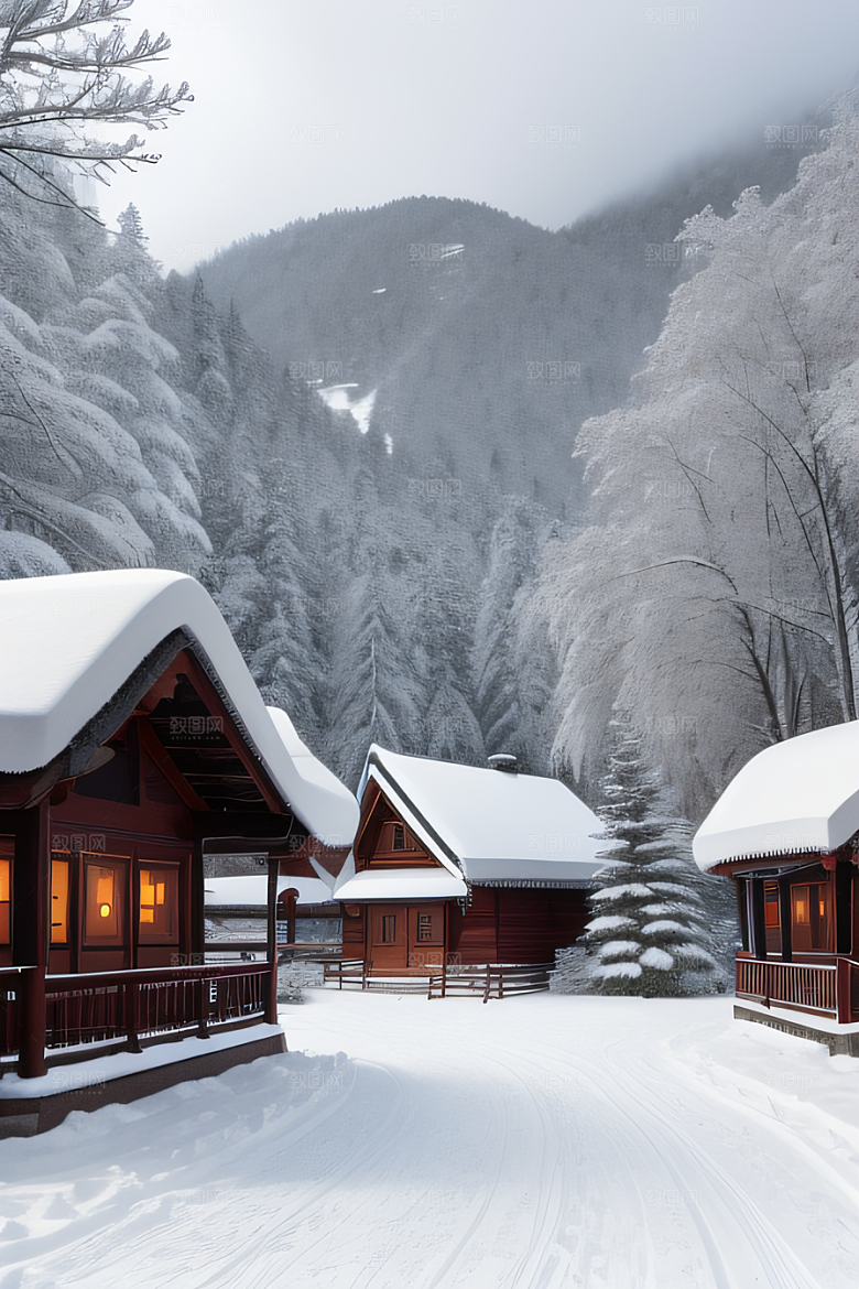 中国雪乡白雪皑皑的童话村庄