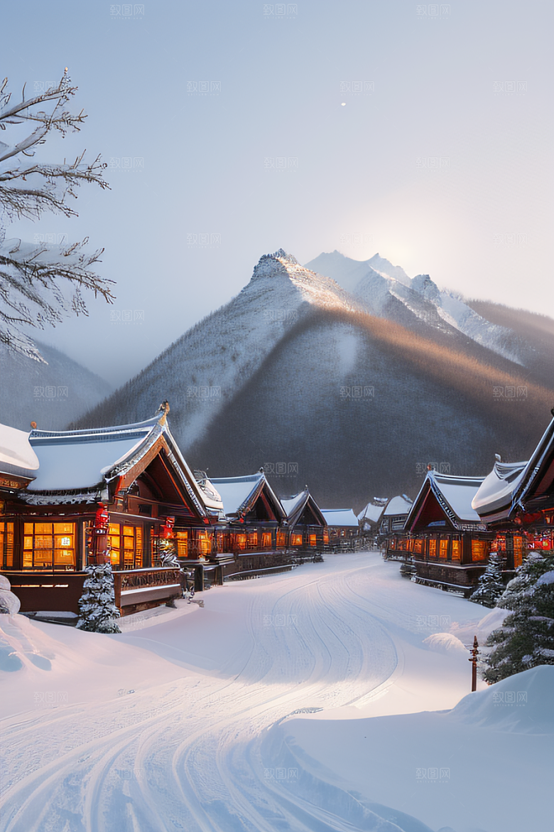 中国雪乡白雪皑皑的童话村庄