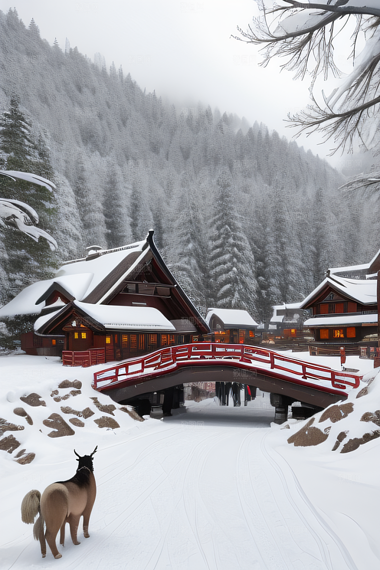 中国雪乡白雪皑皑的童话村庄