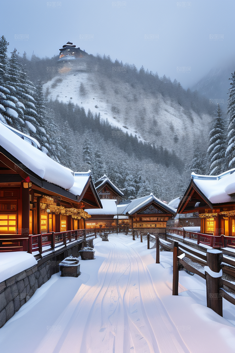 中国雪乡白雪皑皑的童话村庄