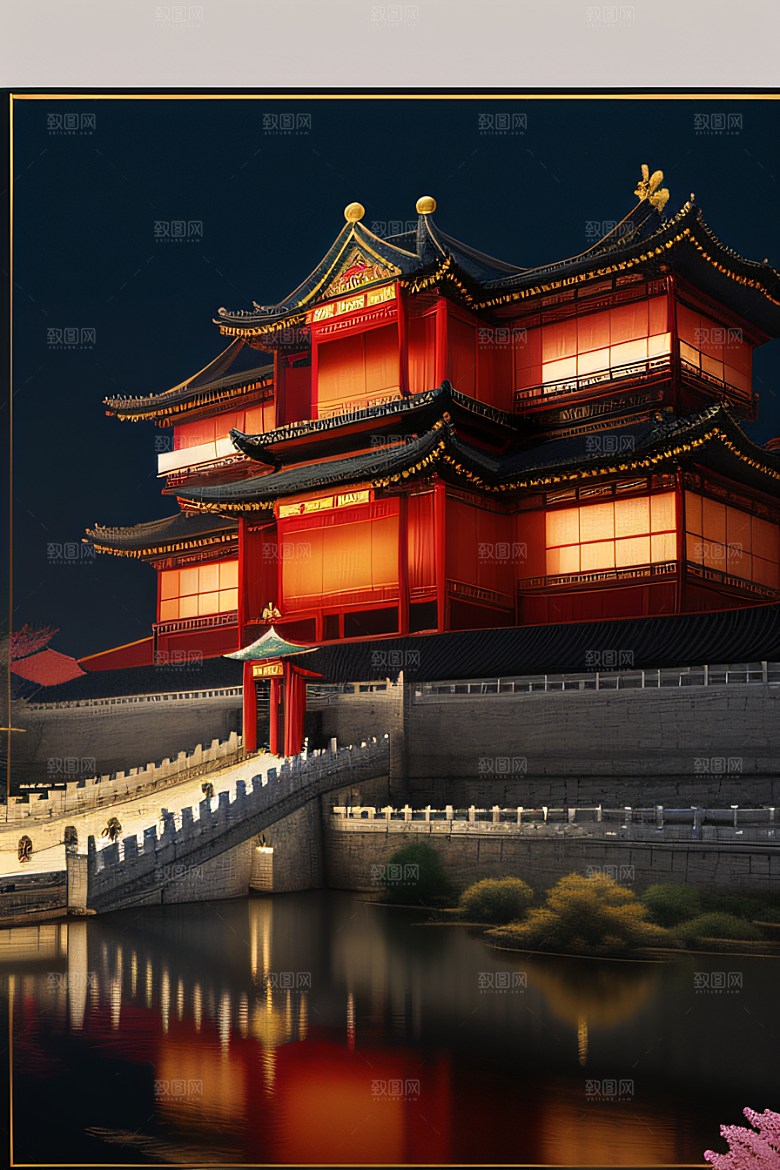 月色如水辽阔中国宫殿虚拟呈现