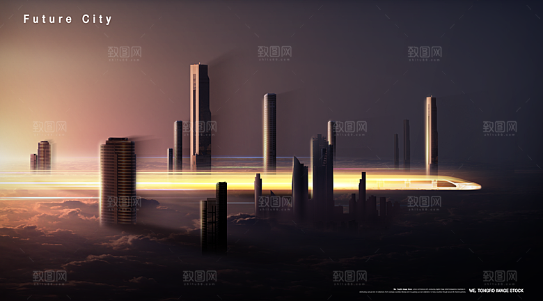 未来科幻城市地产广告场景海报