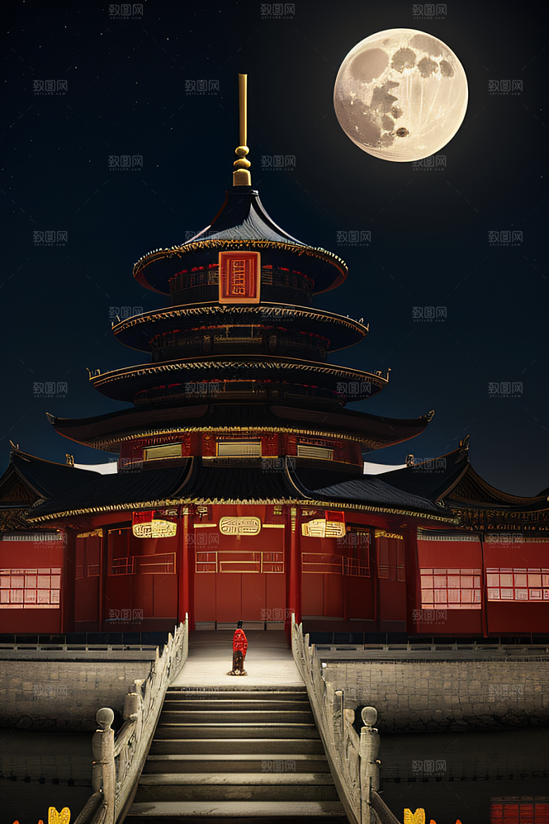 绘画艺术中国宫殿壮丽全景虚拟呈现