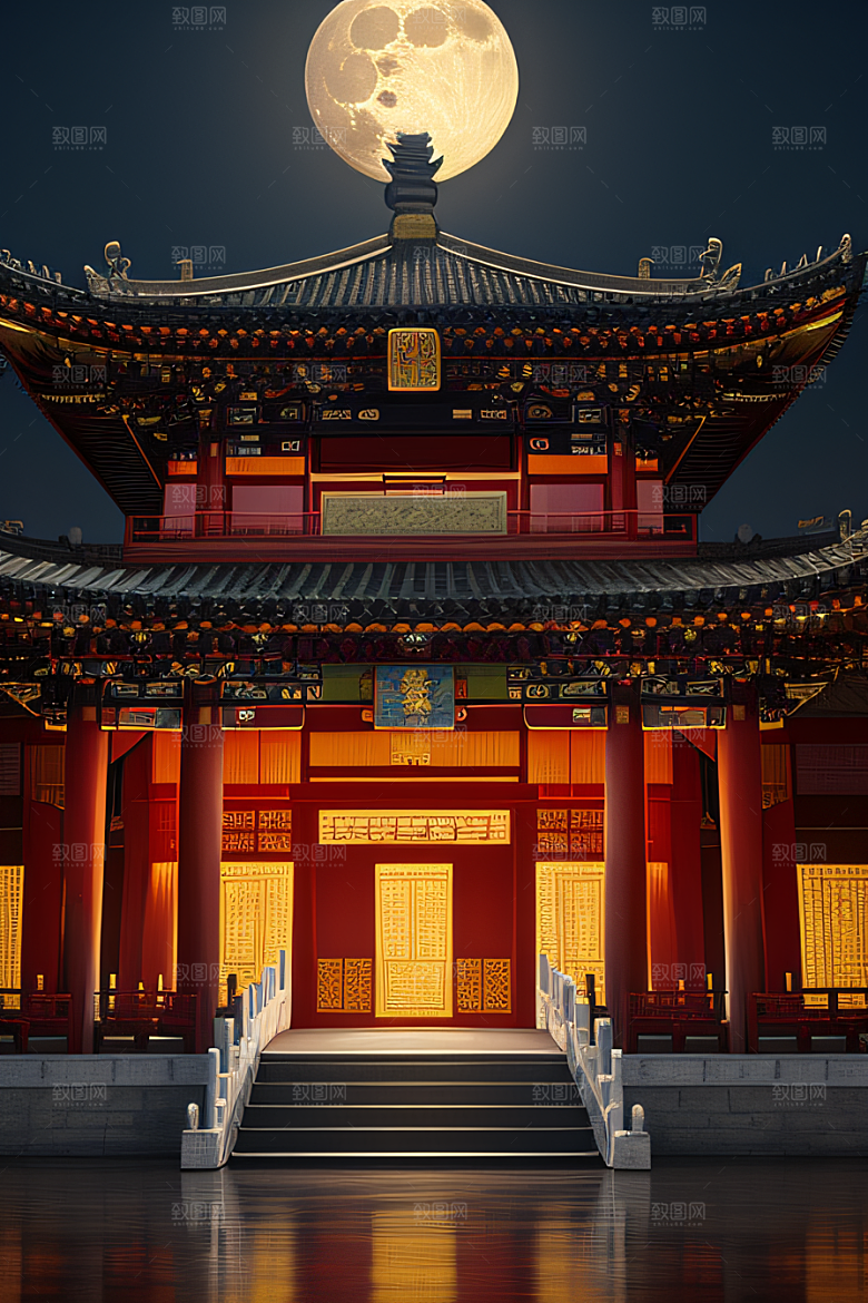 绘画艺术中国宫殿壮丽全景虚拟呈现