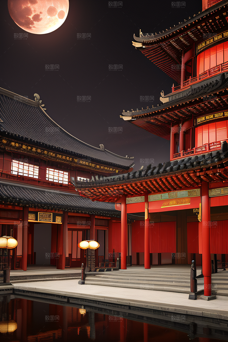 绘画艺术中国宫殿壮丽全景虚拟呈现