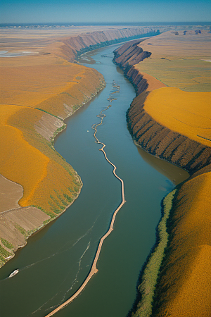 黄河入海流的壮观景象