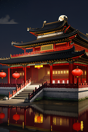 绘画艺术中国宫殿壮丽全景虚拟呈现