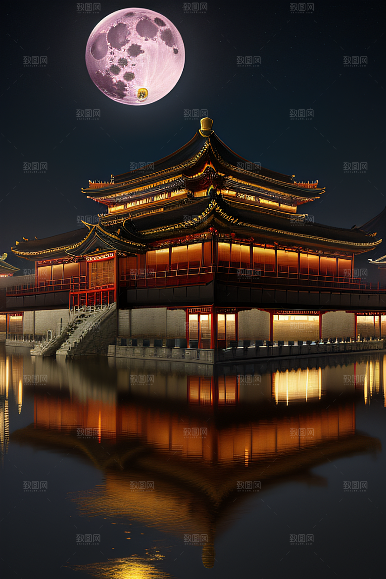 绘画艺术中国宫殿壮丽全景虚拟呈现