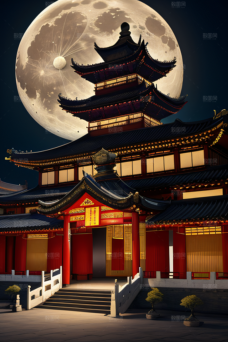 绘画艺术中国宫殿壮丽全景虚拟呈现