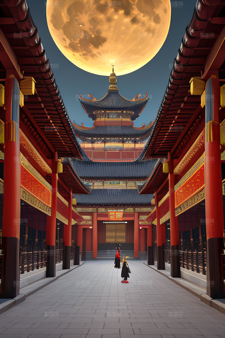 绘画艺术中国宫殿壮丽全景虚拟呈现