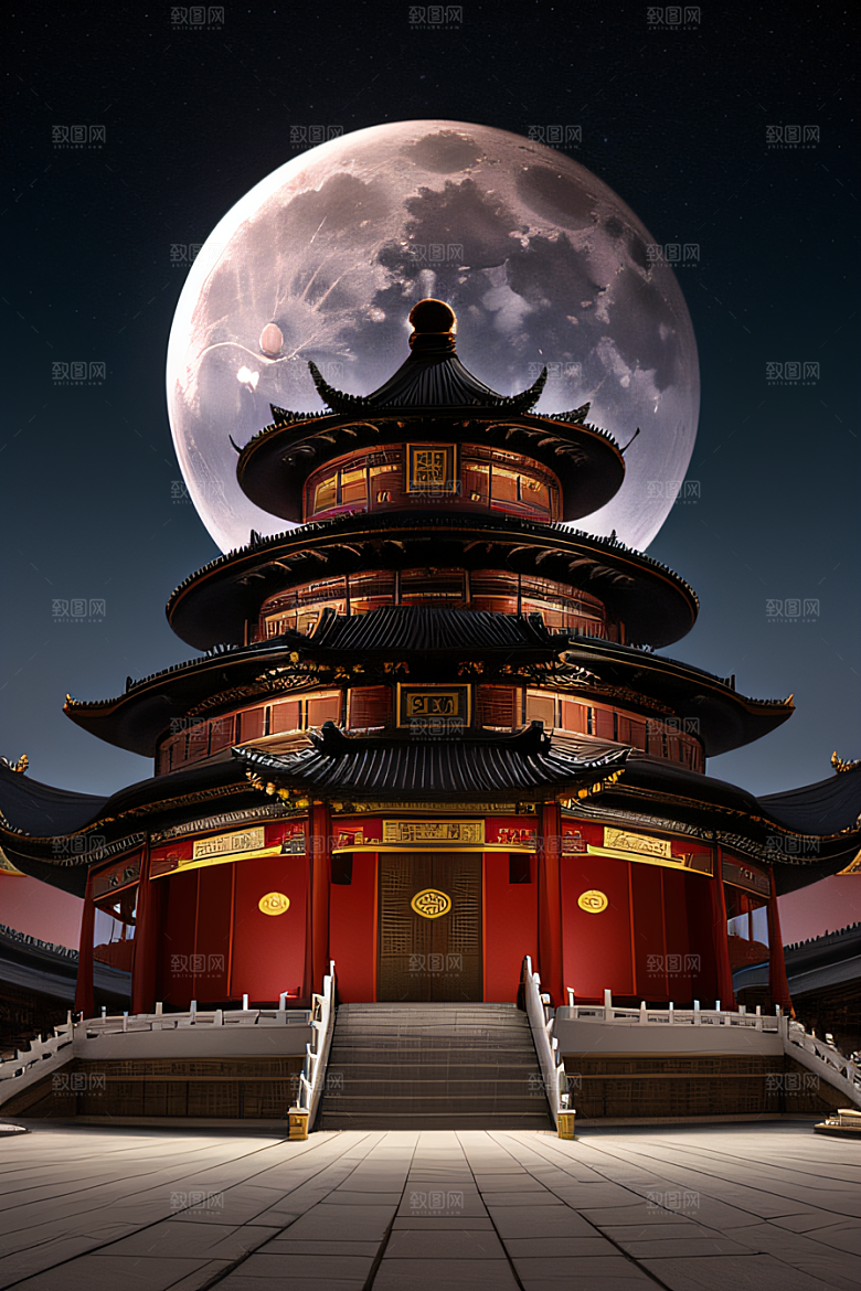 绘画艺术中国宫殿壮丽全景虚拟呈现