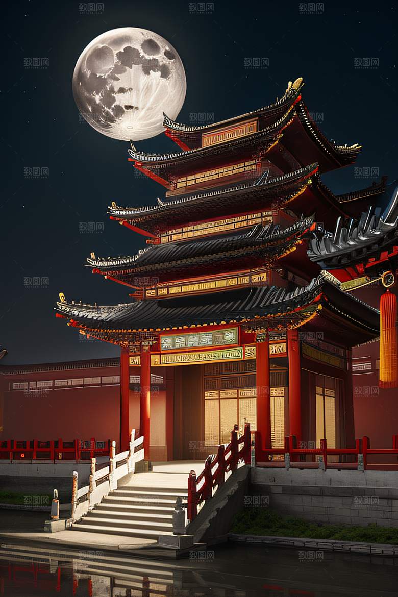 绘画艺术中国宫殿壮丽全景虚拟呈现