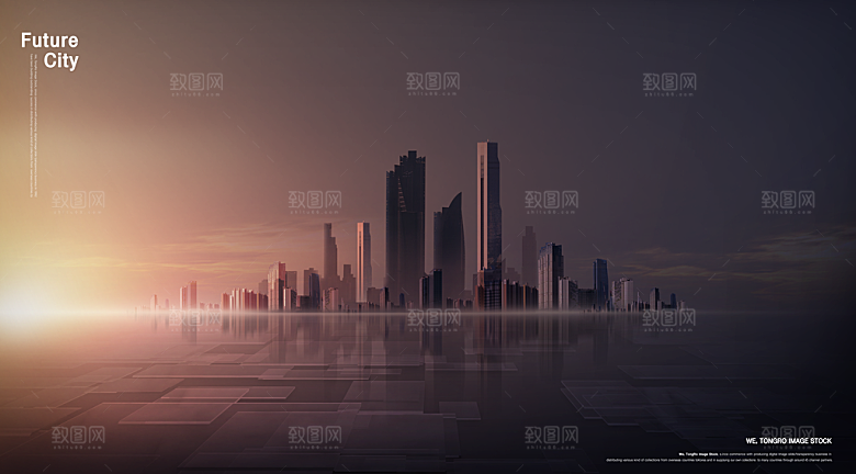 未来科幻城市地产广告场景海报