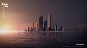 未来科幻城市地产广告场景海报