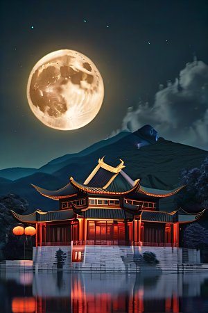 月夜佳景中华宫殿壮丽虚拟呈现