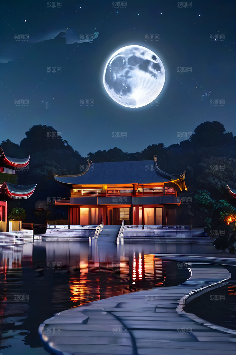 月夜佳景中华宫殿壮丽虚拟呈现