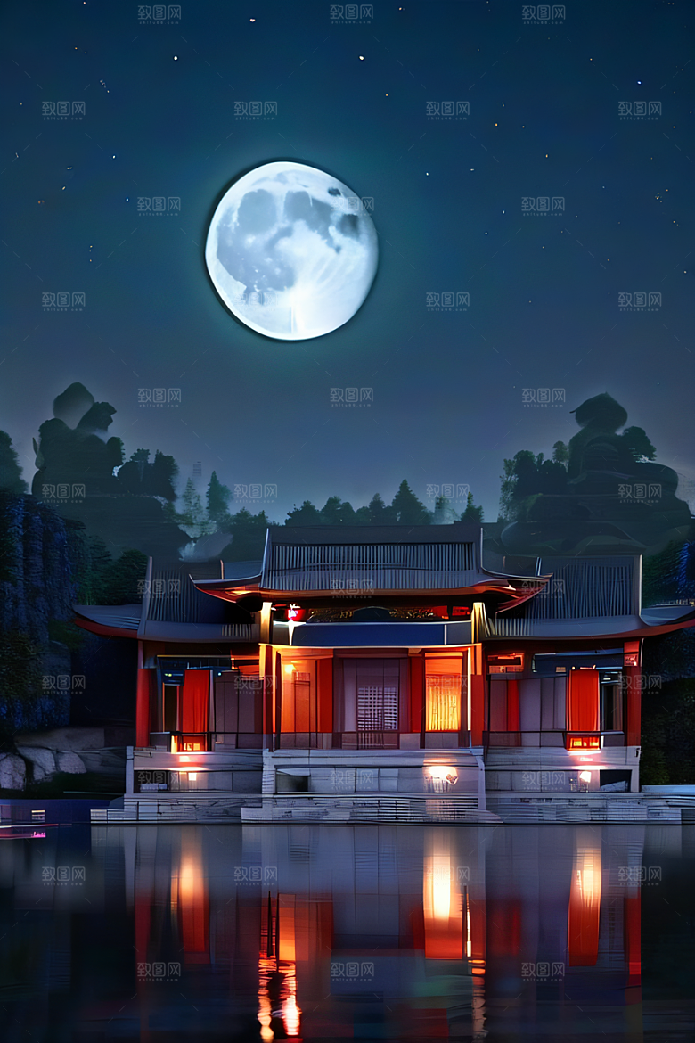 月夜佳景中华宫殿壮丽虚拟呈现