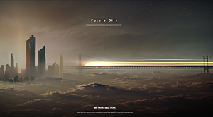 未来科幻城市地产广告场景海报