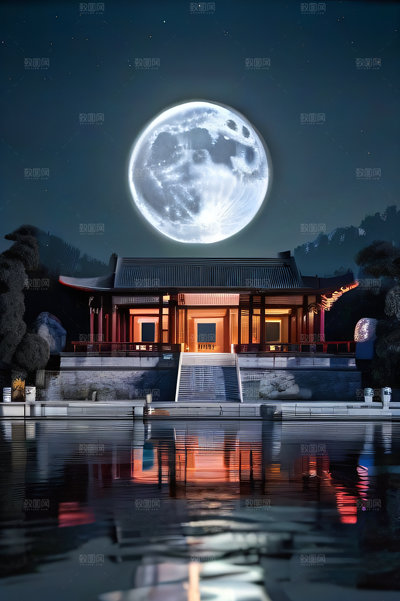 月色如银华丽中国宫殿艺术之站