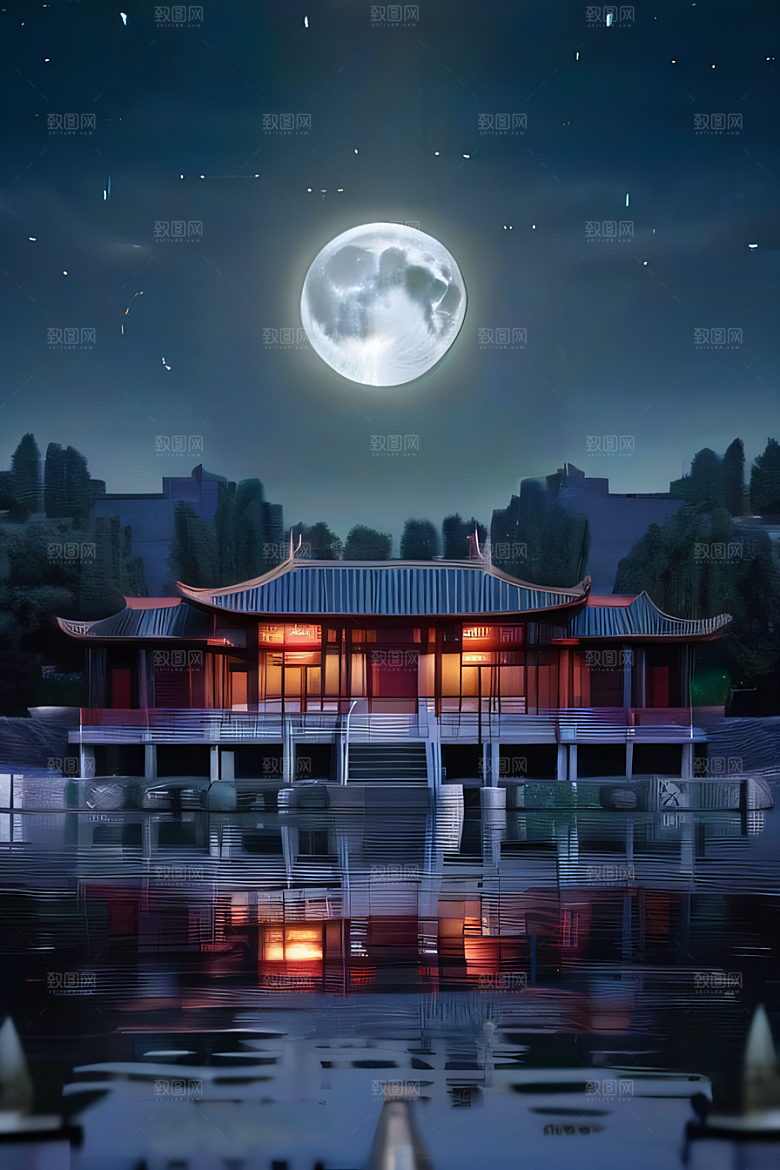 月色如银华丽中国宫殿艺术之站