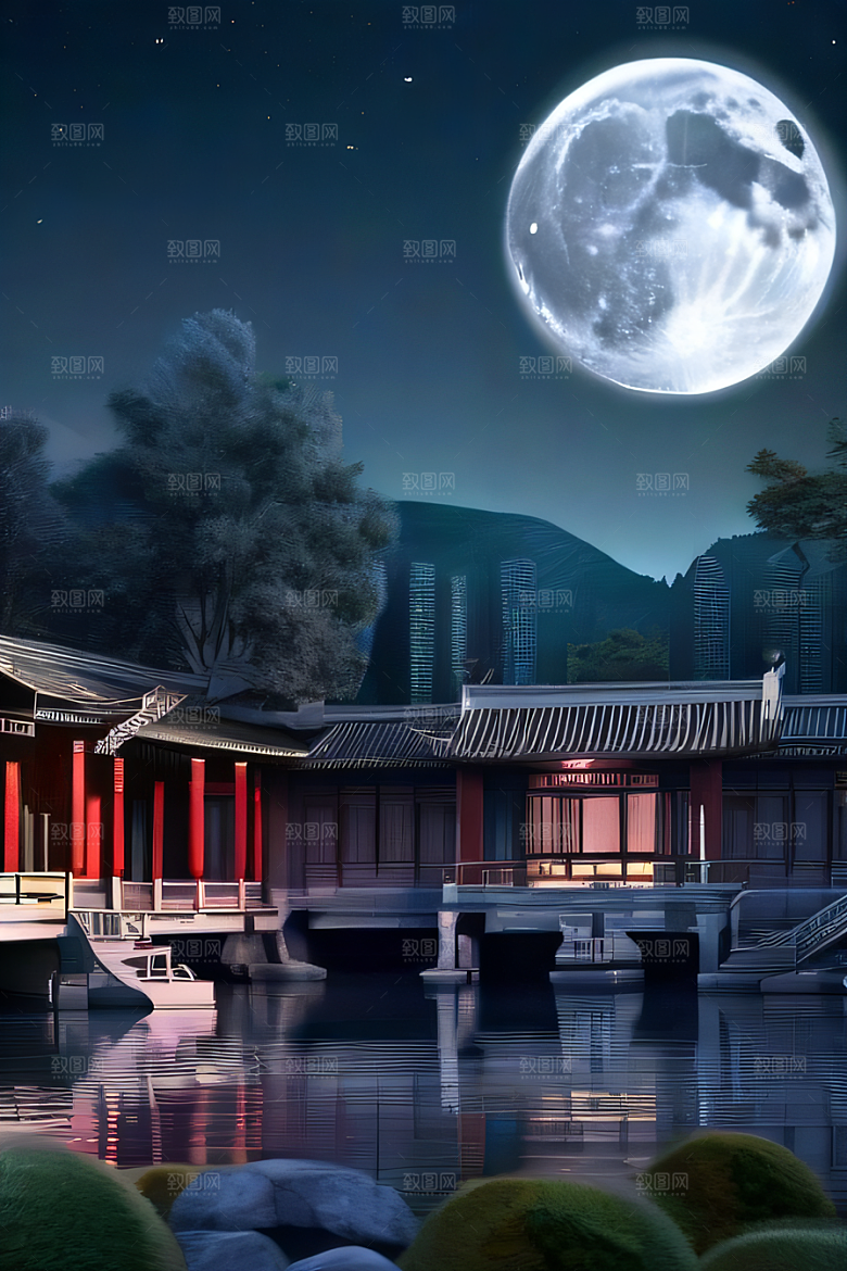 月色如银华丽中国宫殿艺术之站