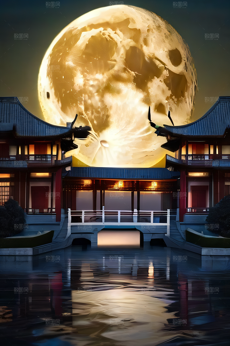 月色如水辽阔中国宫殿虚拟呈现