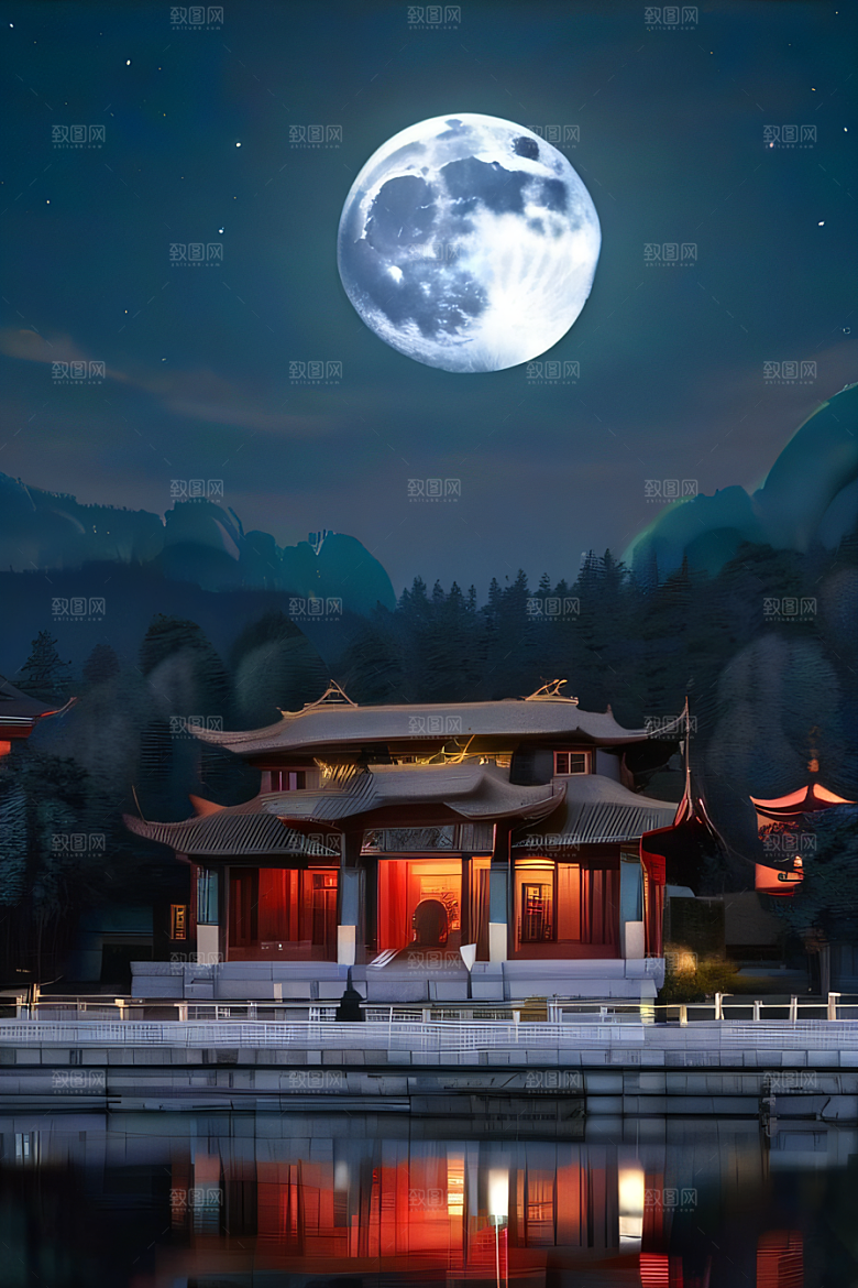 月色如水辽阔中国宫殿虚拟呈现
