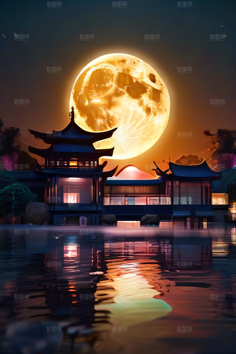 月色如水辽阔中国宫殿虚拟呈现
