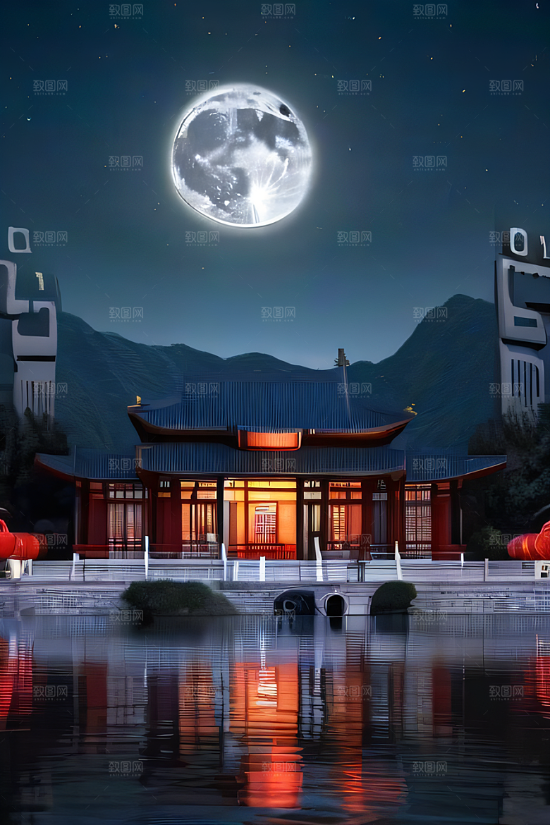 月色如水辽阔中国宫殿虚拟呈现
