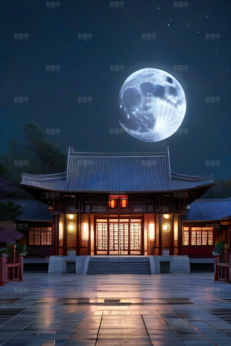 月色如水辽阔中国宫殿虚拟呈现