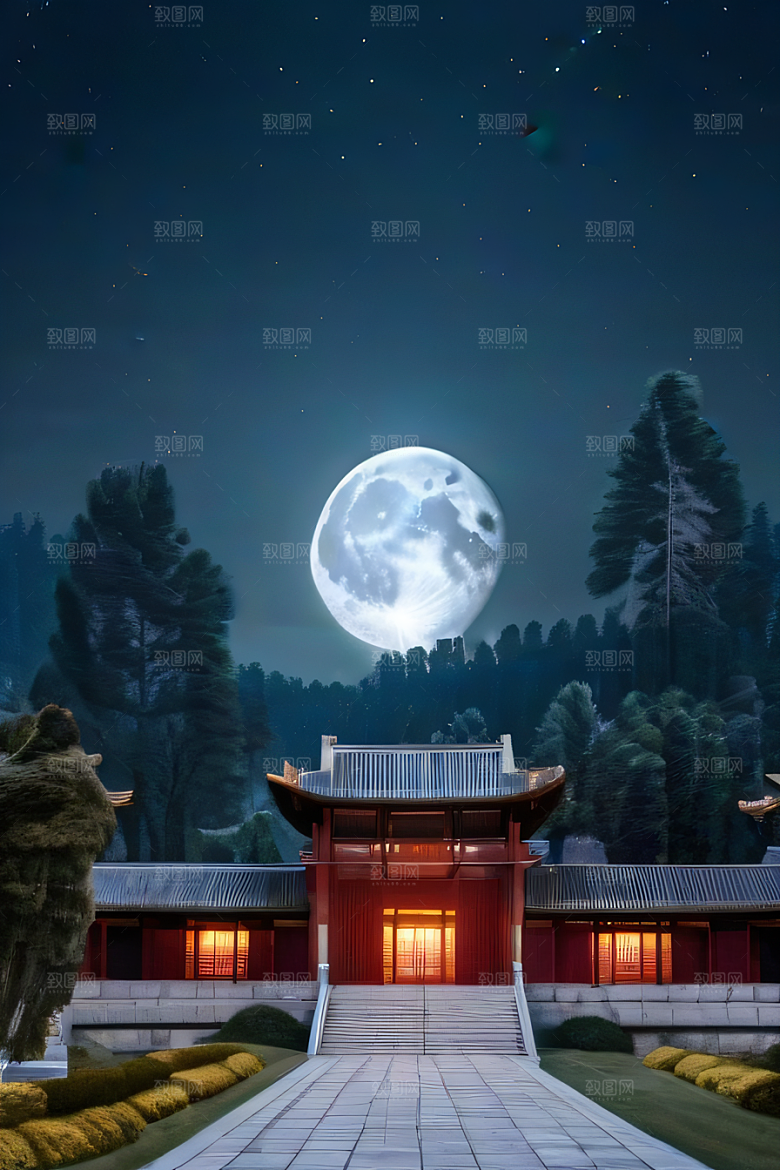 月色如水辽阔中国宫殿虚拟呈现