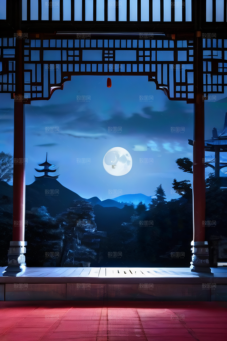 月色如水辽阔中国宫殿虚拟呈现