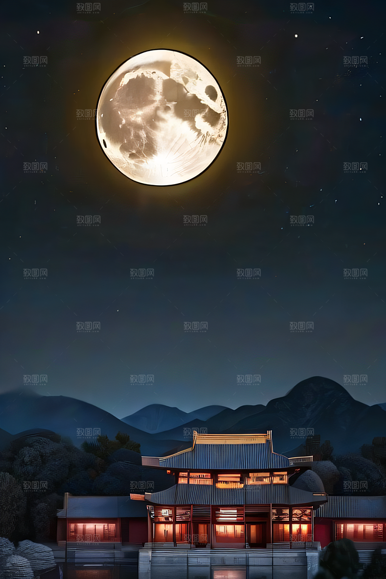 月色如水辽阔中国宫殿虚拟呈现