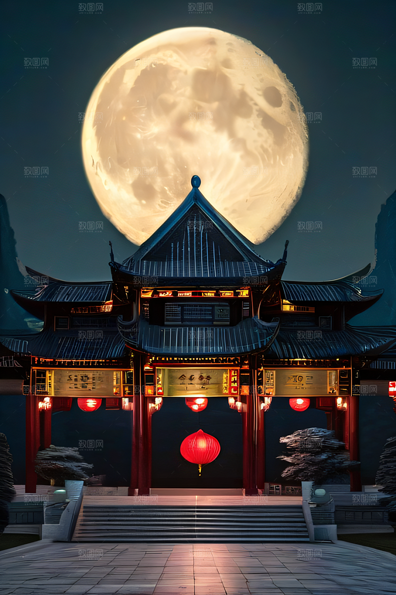 月色如水辽阔中国宫殿虚拟呈现