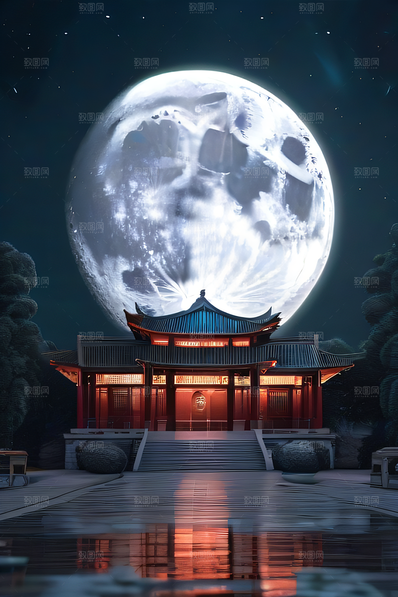 月色如水辽阔中国宫殿虚拟呈现