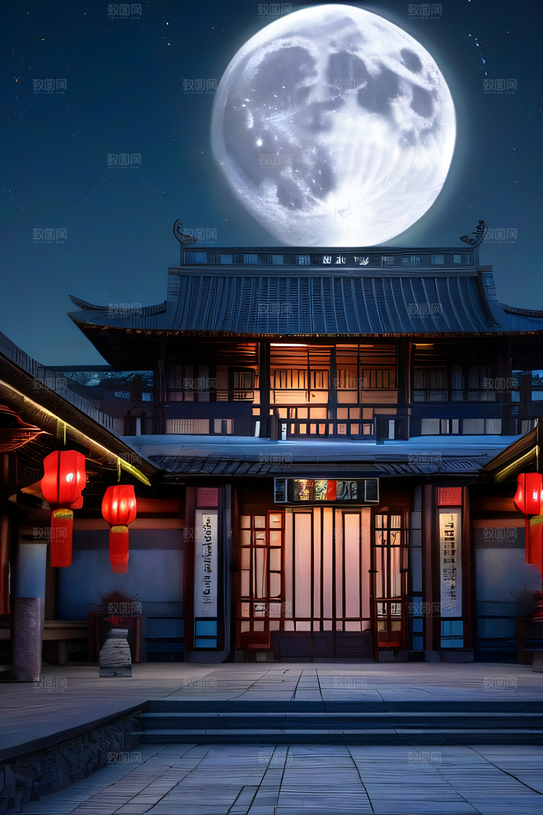 月色如水辽阔中国宫殿虚拟呈现