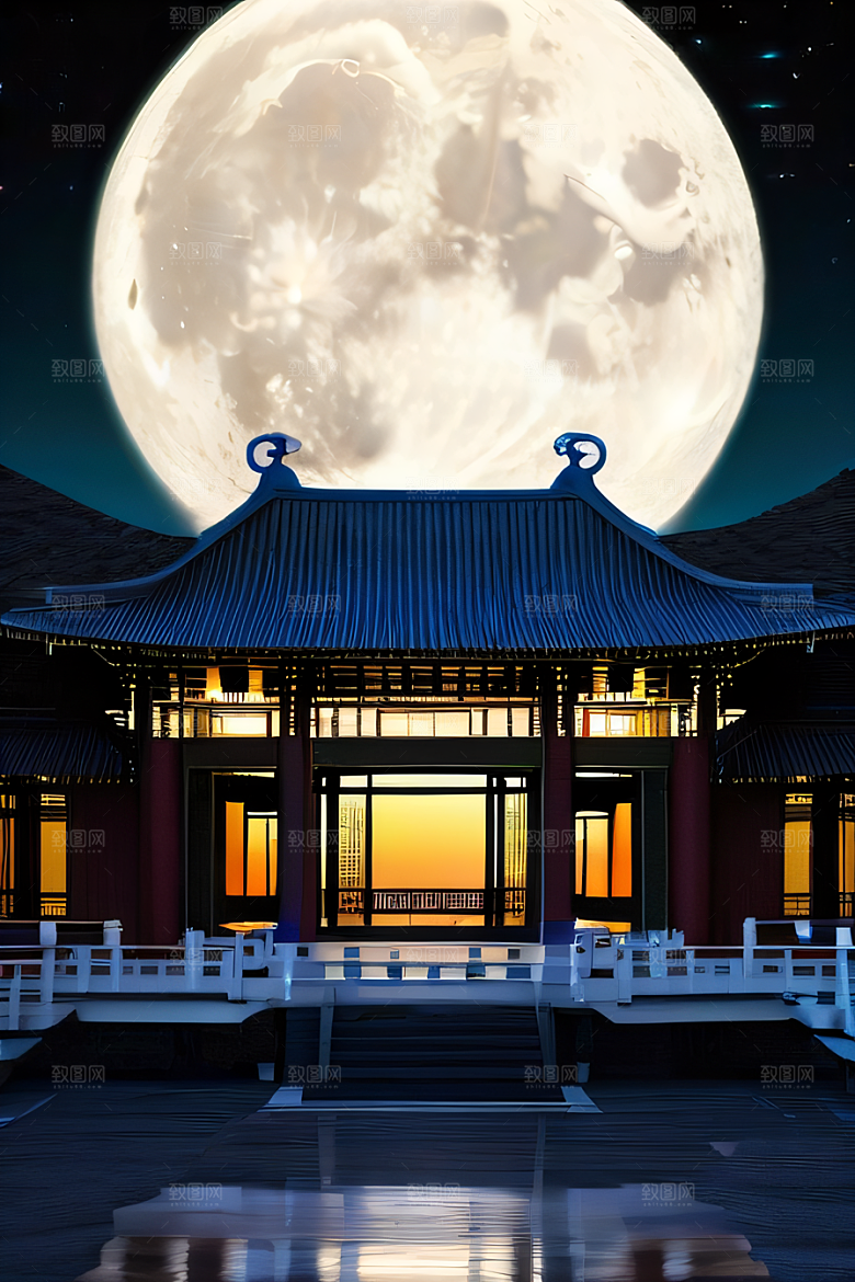 月色如水辽阔中国宫殿虚拟呈现
