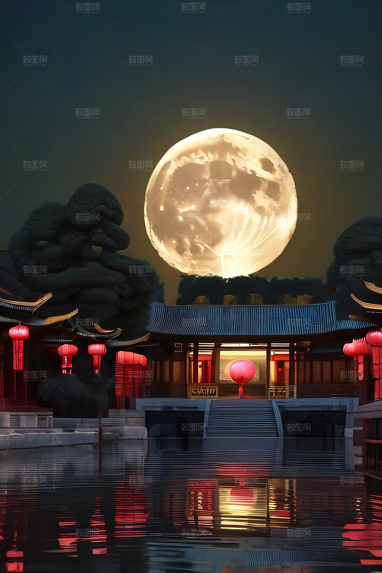 月华倾泻宏伟中国宫殿唯美画面