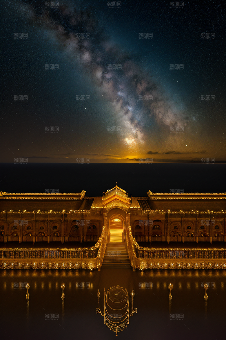 绚丽夜景宫殿璀璨夺目
