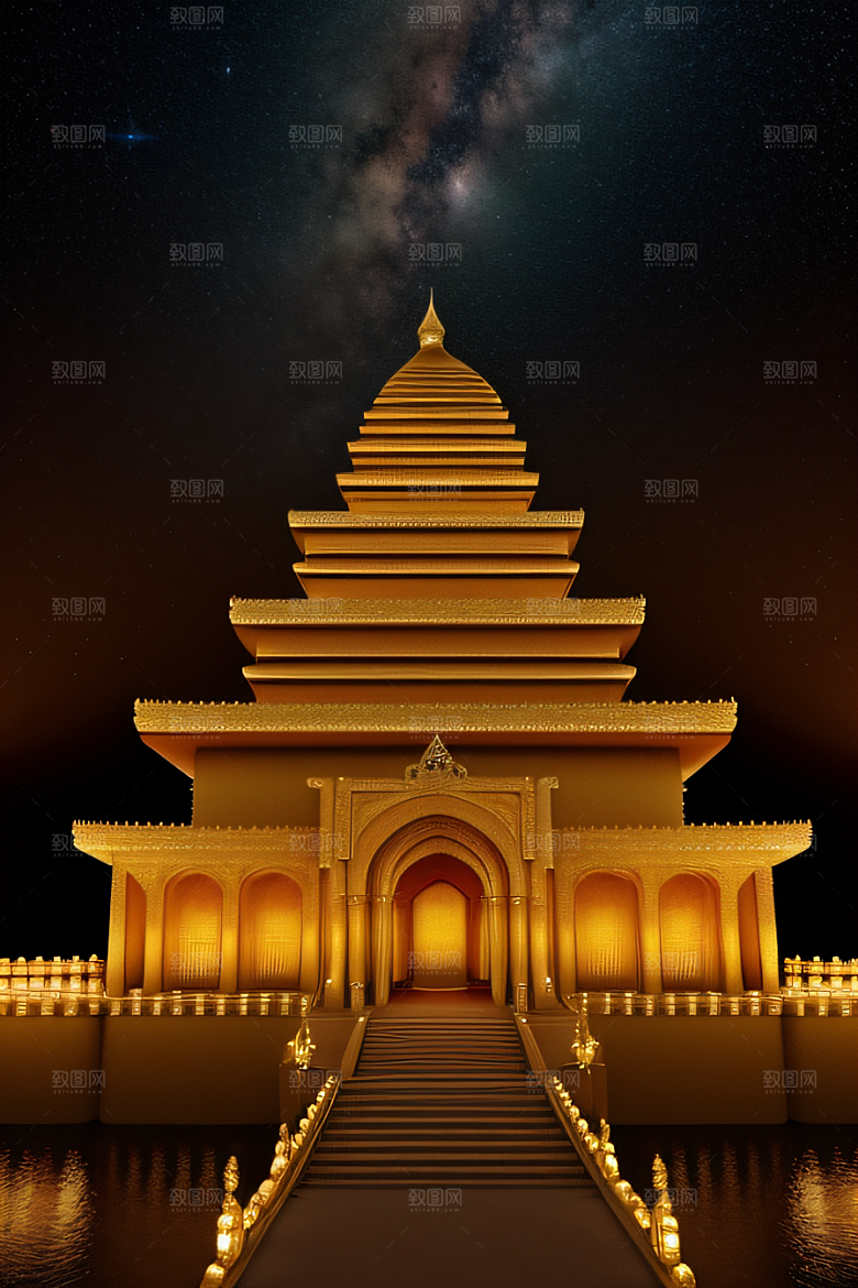 绚丽夜景宫殿璀璨夺目