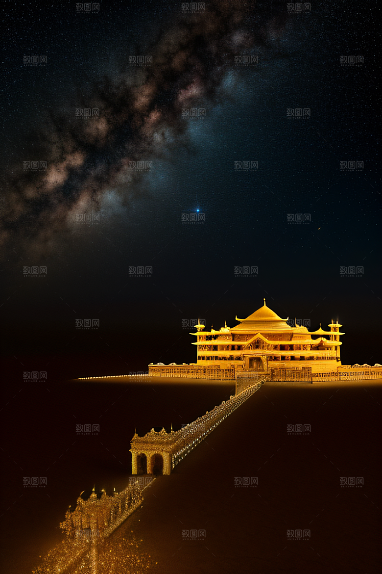 绚丽夜景宫殿璀璨夺目