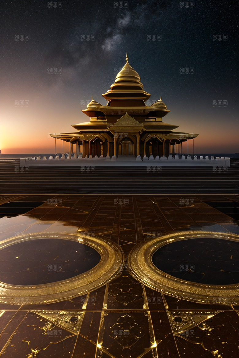 绚丽夜景宫殿璀璨夺目
