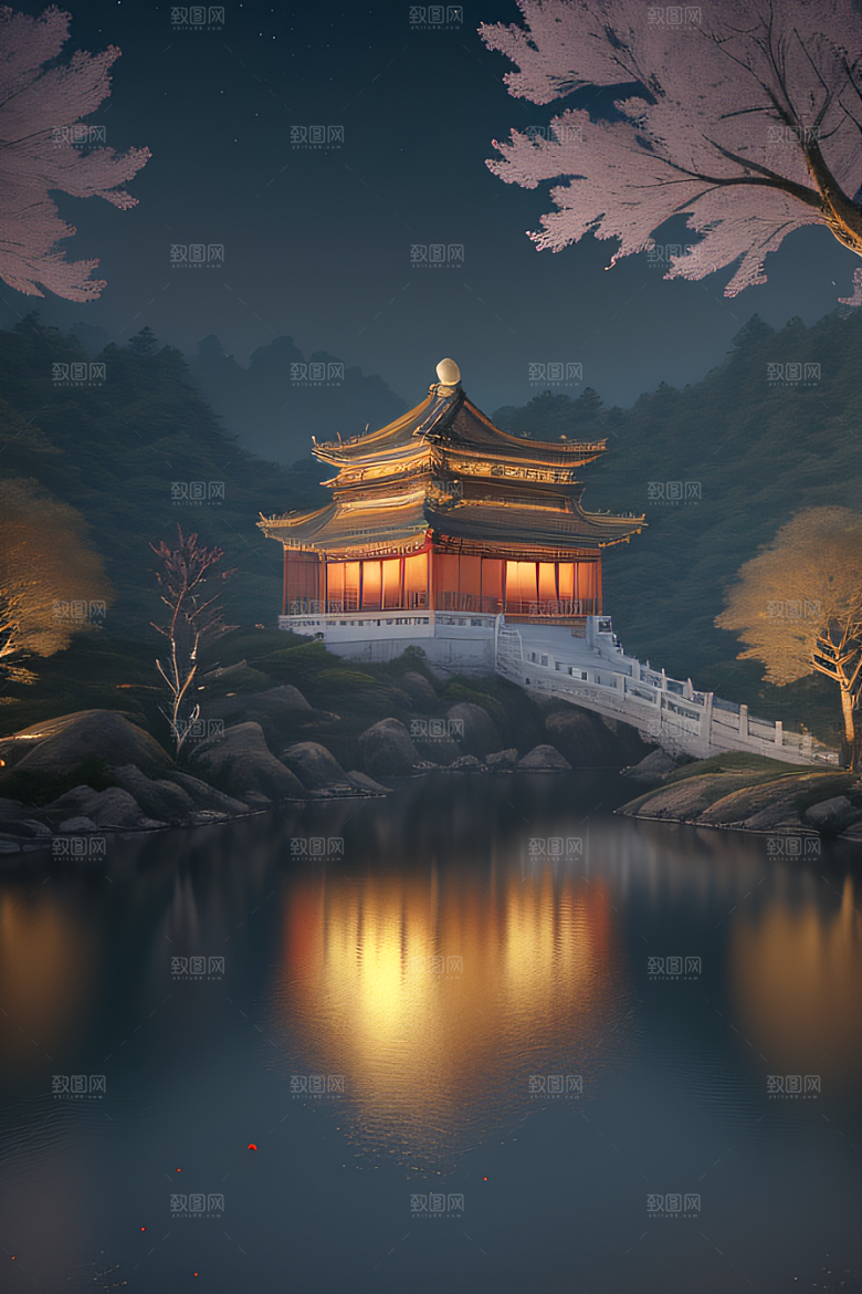 超清8K画面远观浮樱唯美如画